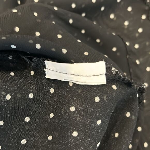 Lily Rose Women's Black & White Polka Dot Crew Neck Long Sleeves Peplum Blouse M - Picture 7 of 9